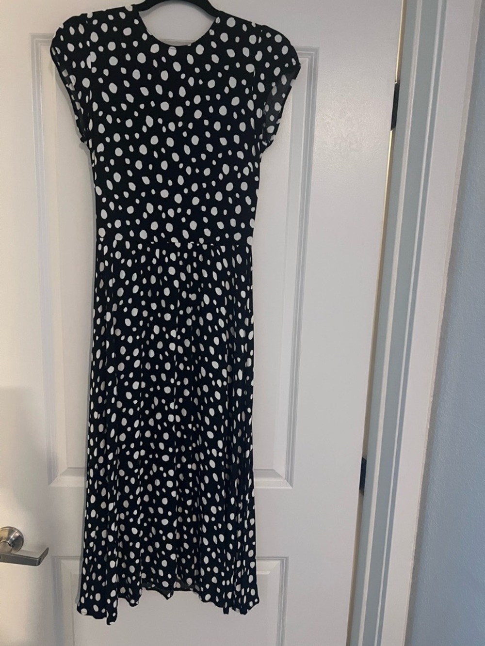 Reformation Black Dress with White Polka Dot Print